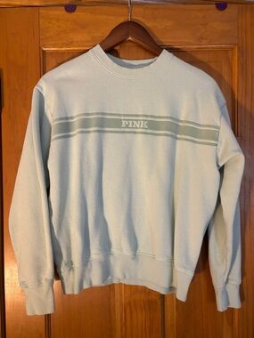 PINK Victoria's Secret Light mint Crewneck Sweatshirt with Stripe Logo